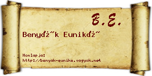 Benyák Euniké névjegykártya